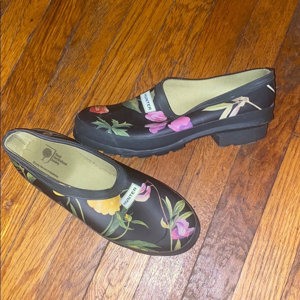 Hunter Royal Horticultural black rubber shoes sz 9 - Picture 1 of 7